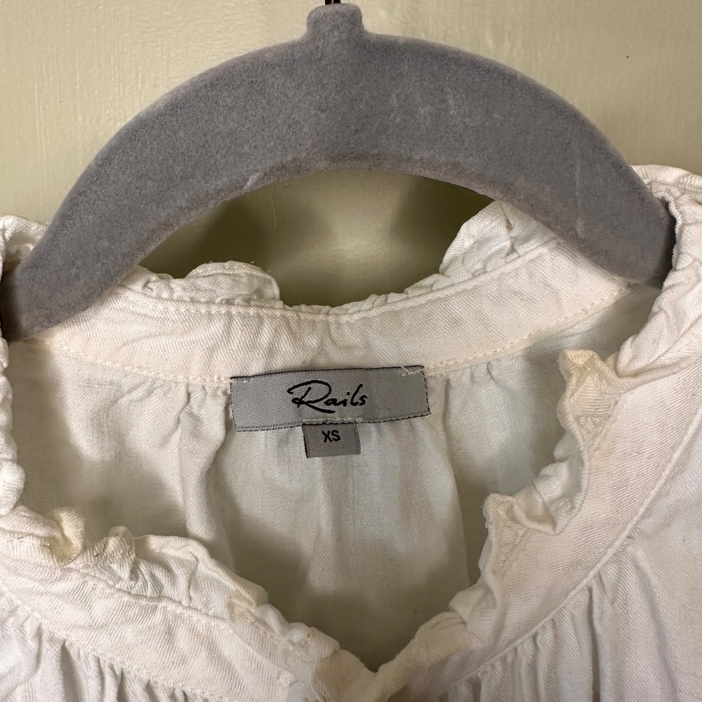 Rails Flutter Sleeve White Cotton Button Up Shirt - image 2